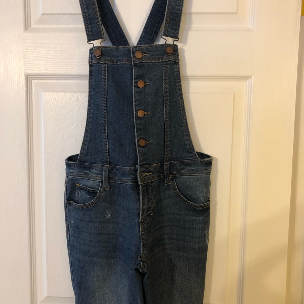 Button Detail Denim Overalls